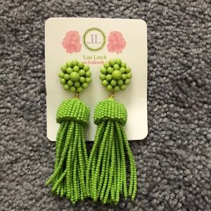 Bright green dangle earrings